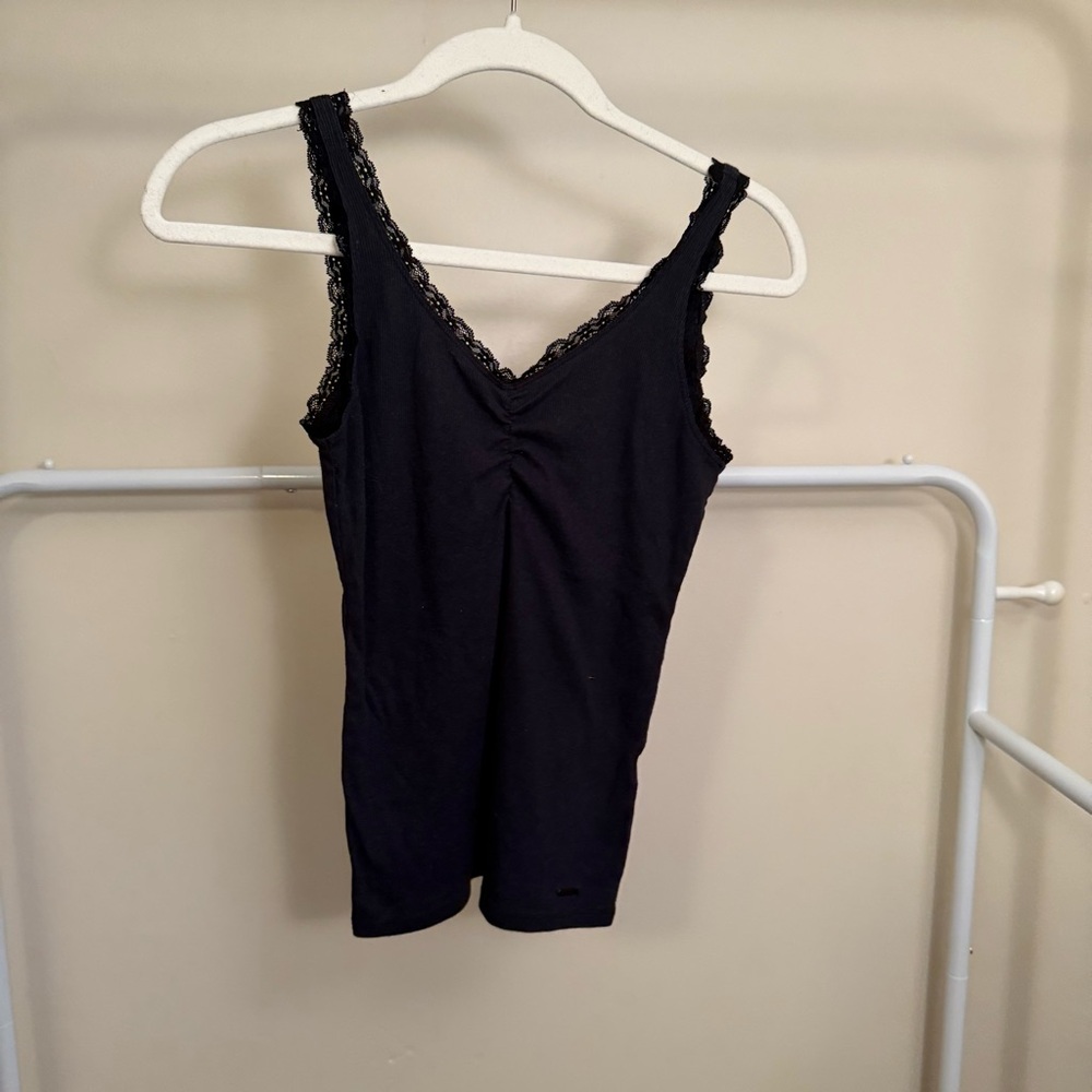 Hollister Black Lace Trim Tank Top